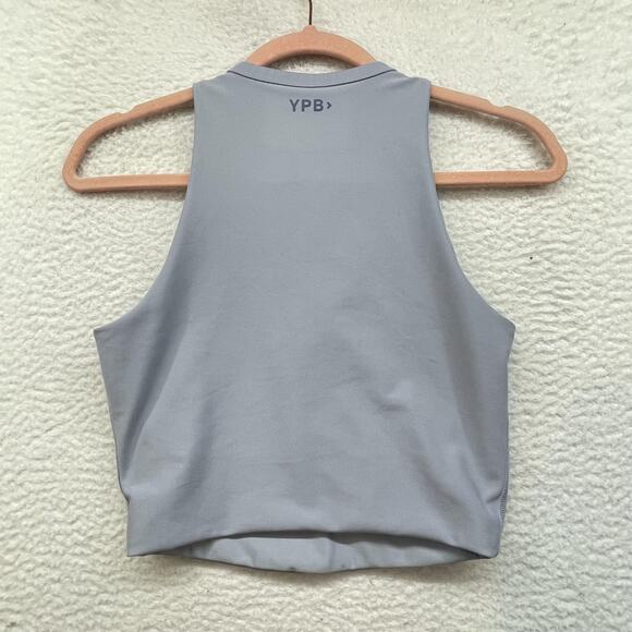 YPB Tank Top Womens Small Gray Cropped Henley Athletic Your Personal Best Gym - Picture 2 of 9